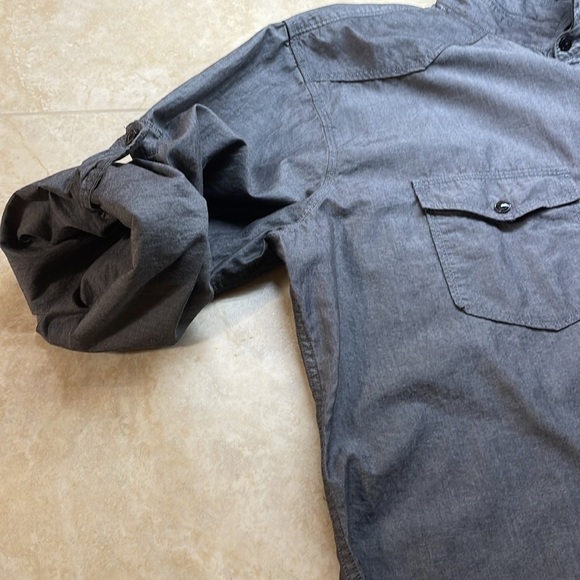 Express Men Shirt Button Up Long Sleeve Fitted 100% Cotton Pockets Gray Size XL - Picture 5 of 11